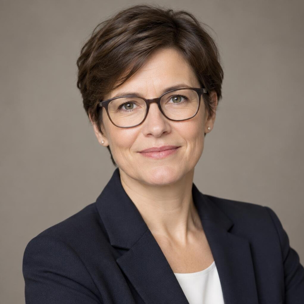 Studio portrait of a German woman researcher in her forties