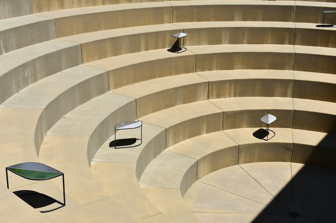 Empty theatre interior with rows of seats