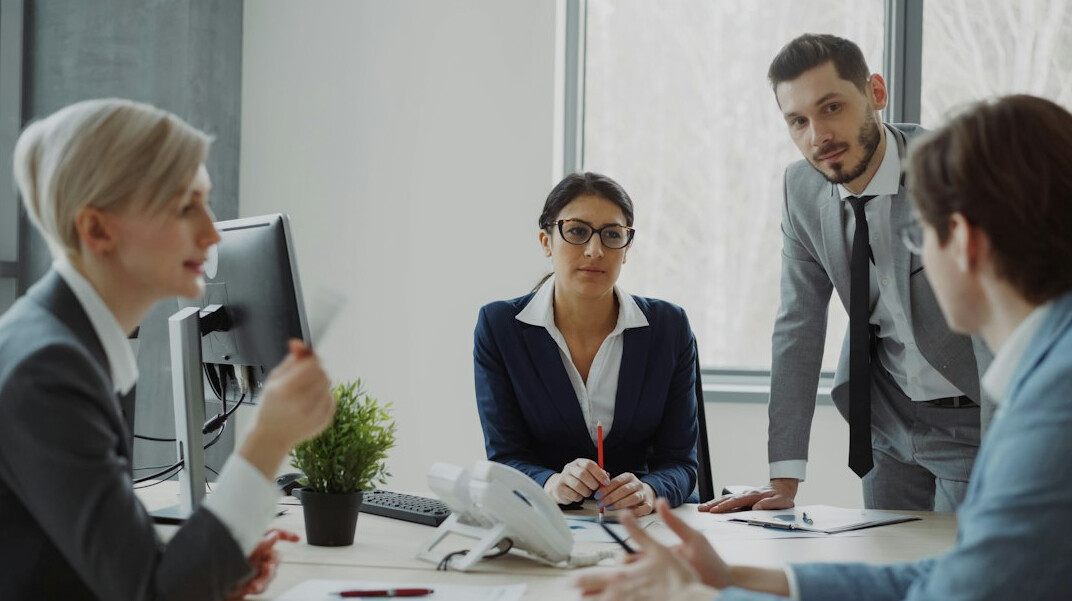 office meeting with diverse people