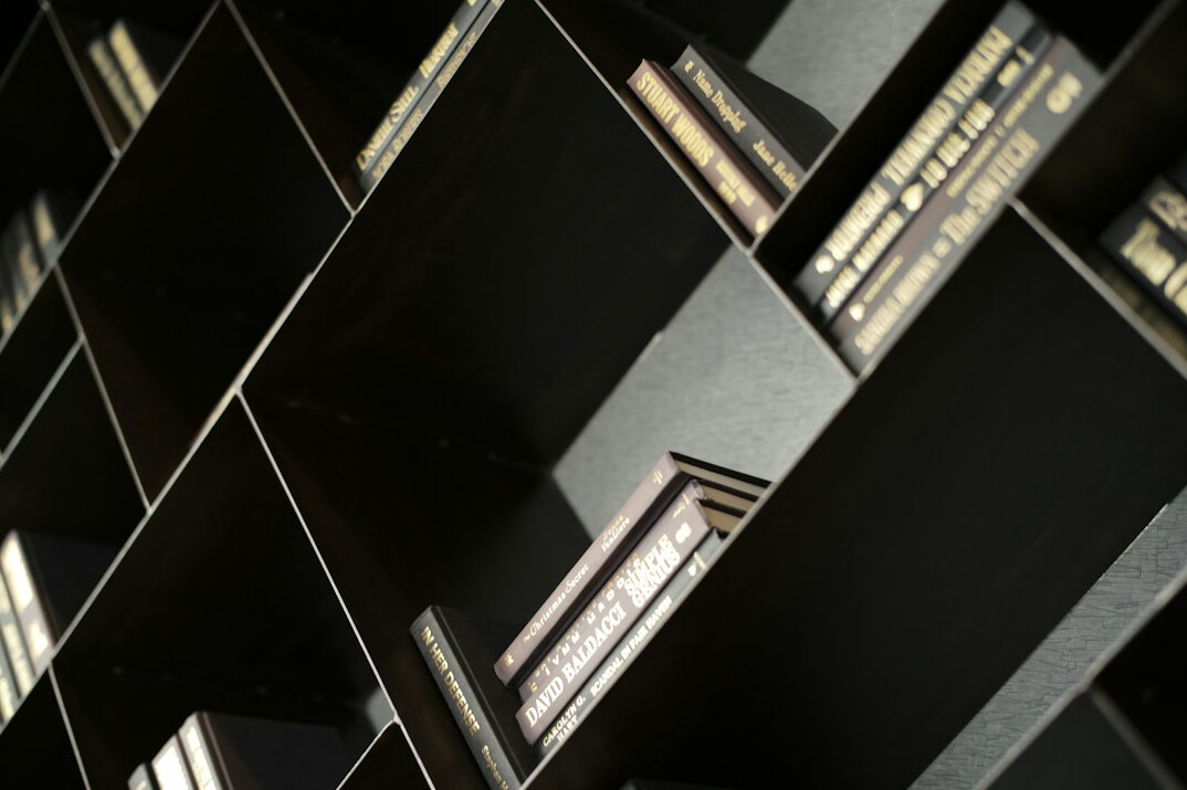 Archive shelves with document boxes